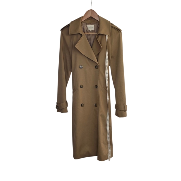Sezane Scott Trench Coat Camel Belted Size 2 - Picture 4 of 9